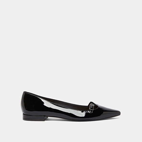Ballerines à bouts pointus et boucles aj... in black patent | dante