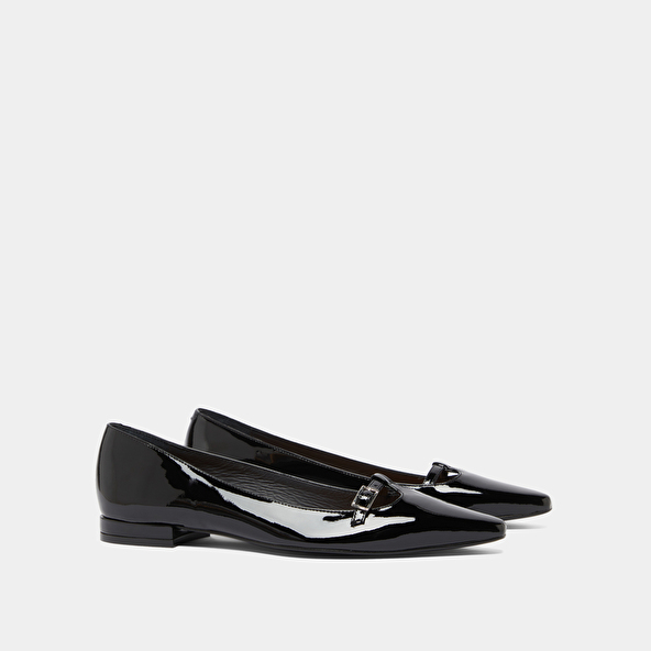 Ballerines à bouts pointus et boucles aj... in black patent | dante