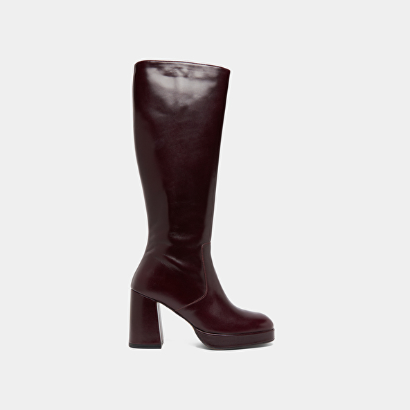 Platform boots in burgundy leather | VENDOME