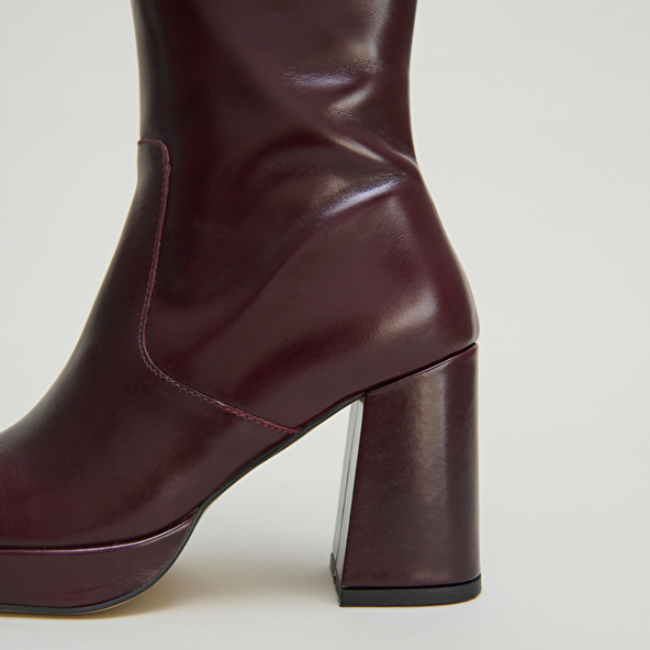 Platform boots in burgundy leather | VENDOME