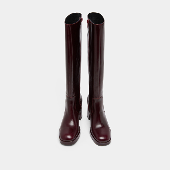 Platform boots in burgundy leather | VENDOME