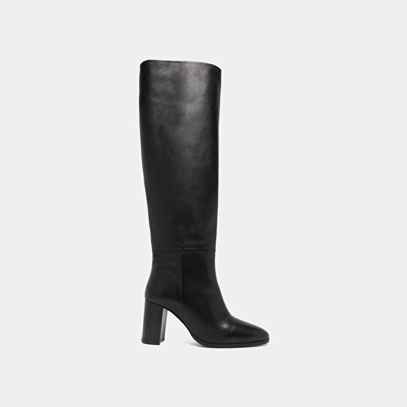 Bottes hautes à bouts arrondis in black leather | VENTURA