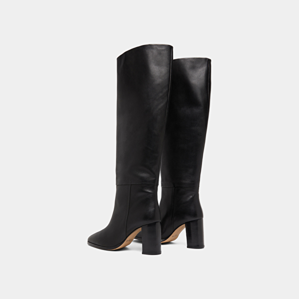 Bottes hautes à bouts arrondis in black leather | VENTURA