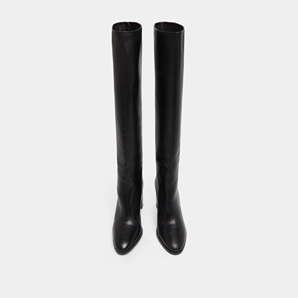 Bottes hautes à bouts arrondis in black leather | VENTURA