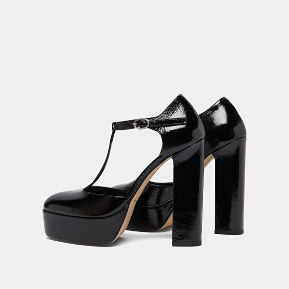 Salomés à talons hauts in black shiny leather | VANCO