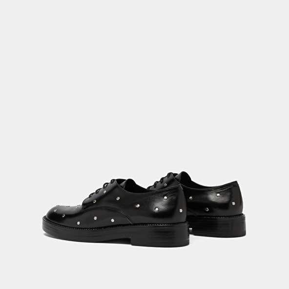 Derbies à détails argentés in black leather | ASTOU