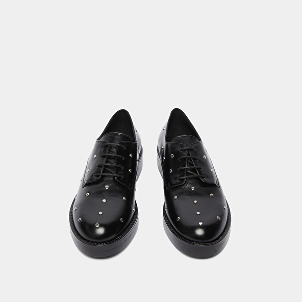 Derbies à détails argentés in black leather | ASTOU