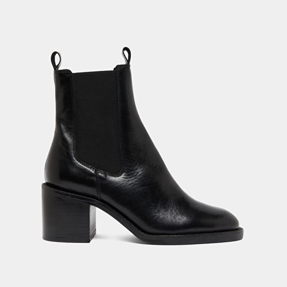 Bottines à talons et élastiques in black leather | BERTILLE