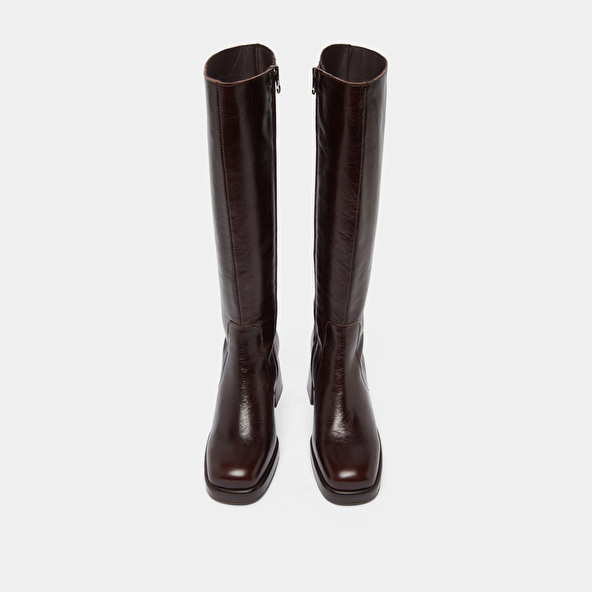 Platform boots in chocolate distressed leather | BETINA