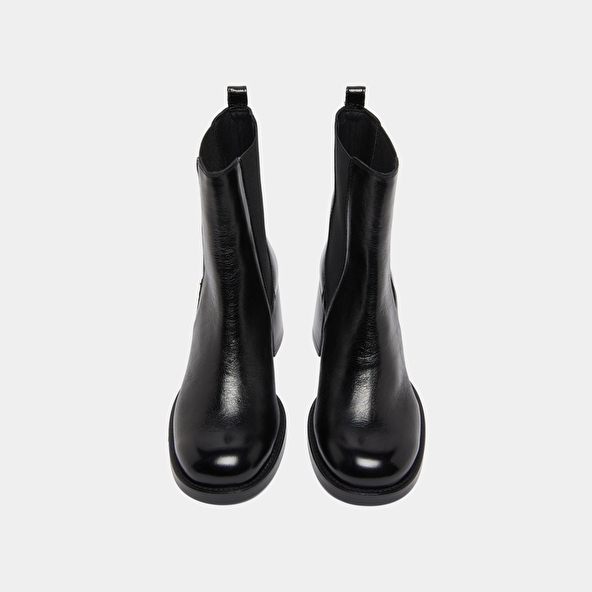 Boots à talons et élastiques in black distressed leather | BIENVUE