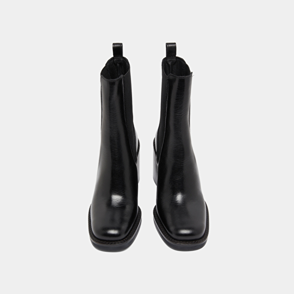 Ankle boots with overflowing heels in black leather | BRETZ