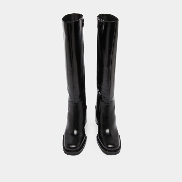 Boots with overflowing heels in black leather | BRETZEL
