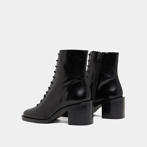 Boots à lacets et talons débordants in black leather | BRINDILLE
