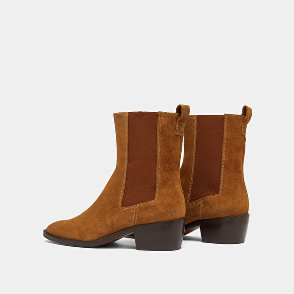 Boots à élastiques in cognac suede | MAEVA