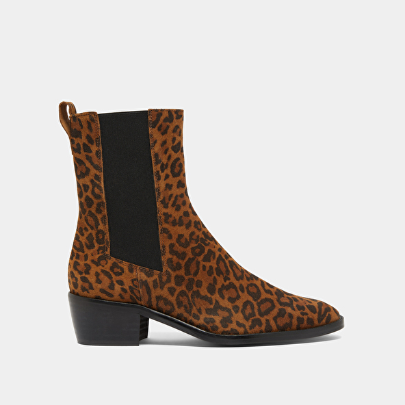 Boots à élastiques in leopard print suede | MAEVA