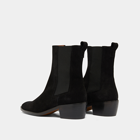 Boots à élastiques in black suede | MAEVA