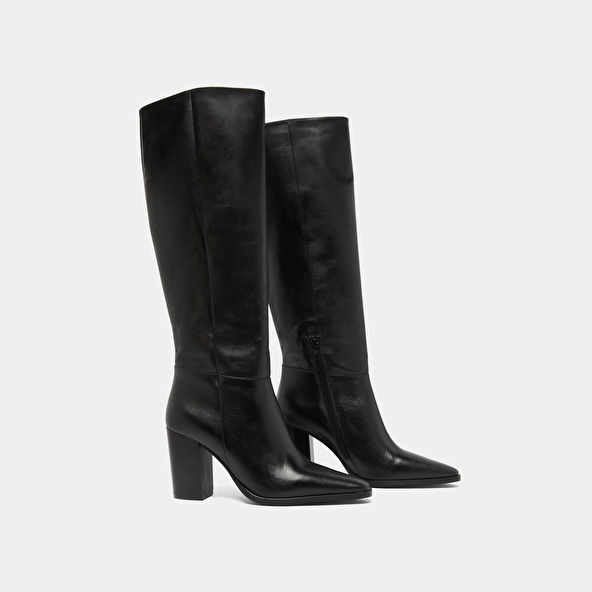 Bottes à bouts pointus in black leather | PLUME