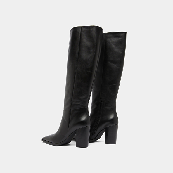 Bottes à bouts pointus in black leather | PLUME