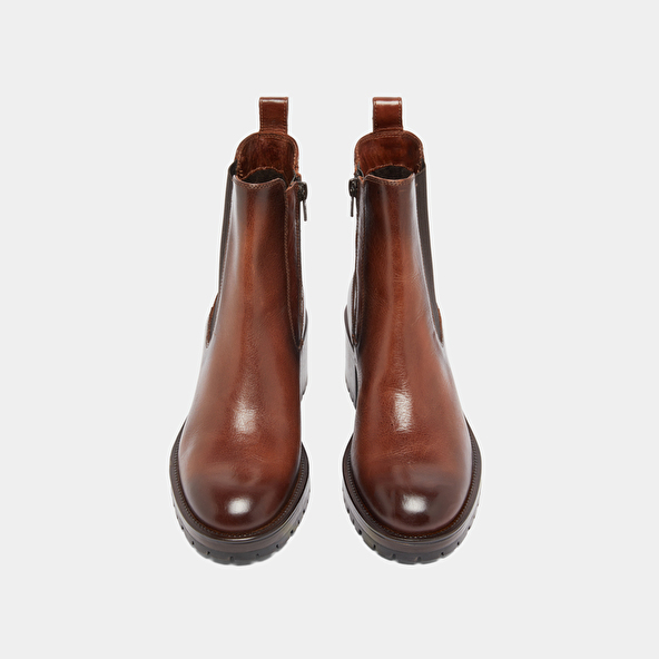 Lowboots with elastic bands in cognac patinated leather | CECILE