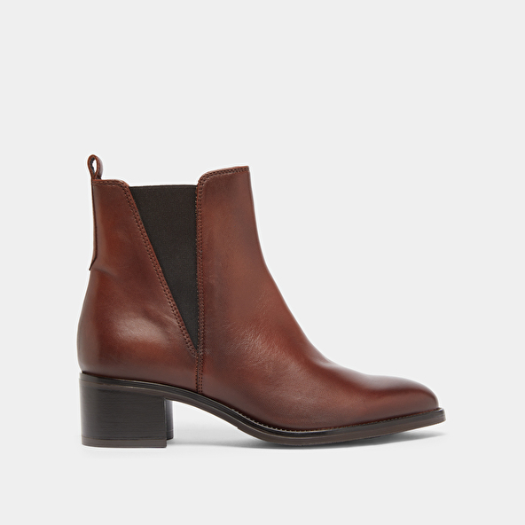 Bottines à élastiques triangulaires in cognac patinated leather | CHILO