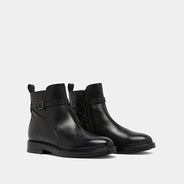 Boots à boucles in black leather | CLEA