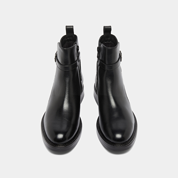Boots à boucles in black leather | CLEA