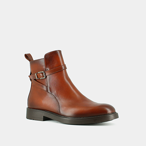Boots à boucles in cognac patinated leather | CLEA