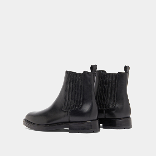 Boots à fronces in black leather | CLEANDRE