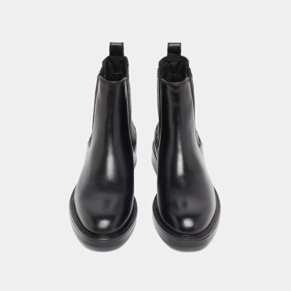 Boots à fronces in black leather | CLEANDRE