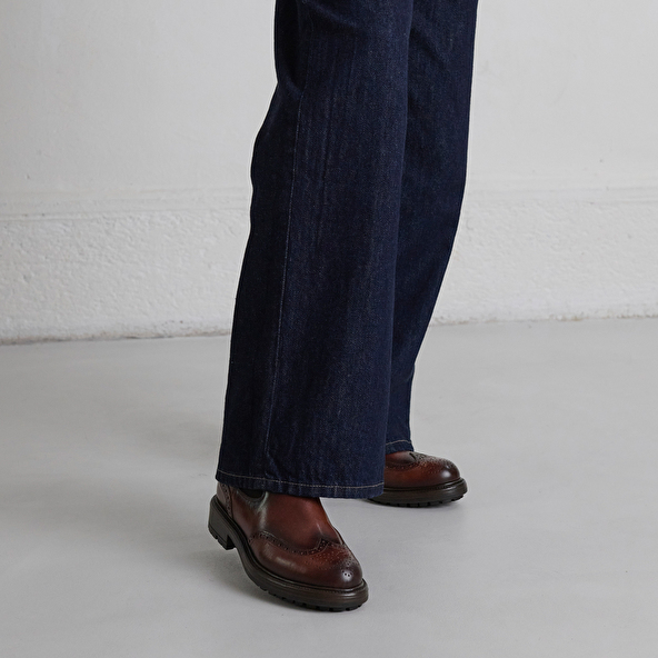 Boots à semelles crantées in cognac patinated leather | CELIA