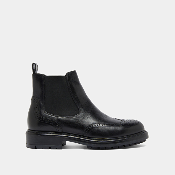 Boots à semelles crantées in black leather | CELIA