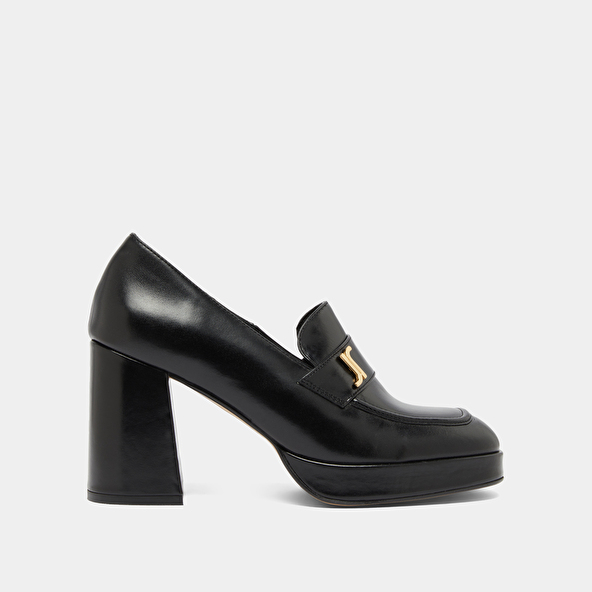 Monogrammed loafers in black leather | VIOLON