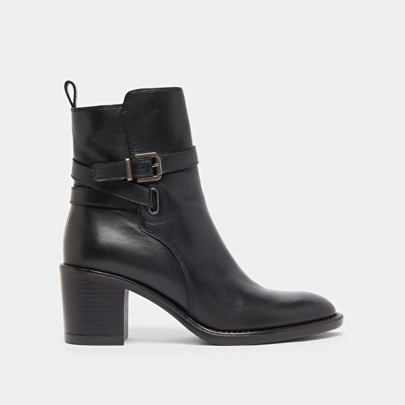 Bottines à talons et boucles in black leather | CAJOU