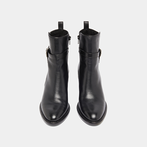 Bottines à talons et boucles in black leather | CAJOU