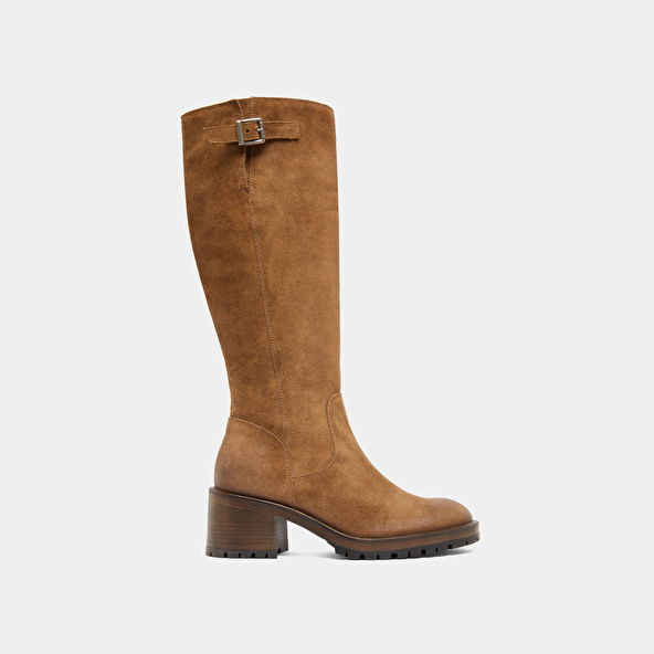 Bottes &agrave; semelles crant&eacute;es in taupe suede | CECILIEN