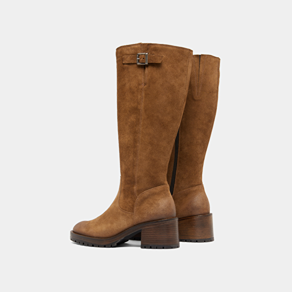 Bottes &agrave; semelles crant&eacute;es in taupe suede | CECILIEN