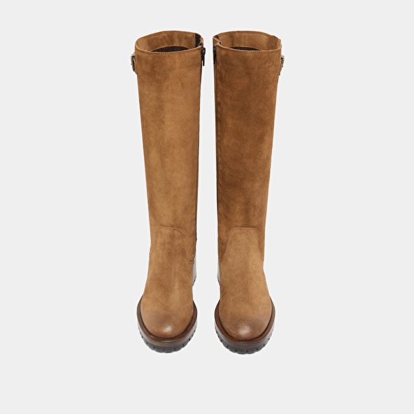 Bottes &agrave; semelles crant&eacute;es in taupe suede | CECILIEN