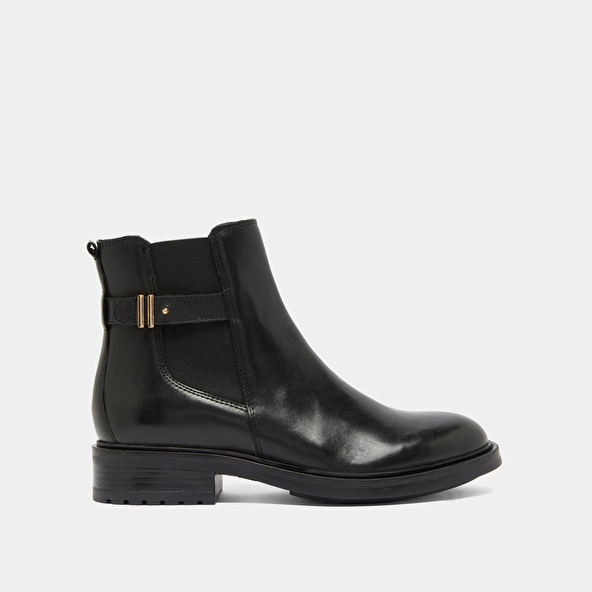 Boots basses à talons crantés in black leather | GABIN
