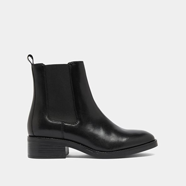 Boots à élastiques in black leather | GABRIELLE