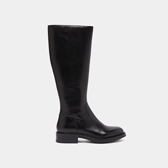Bottes à talons crantés in black leather | GRACIANA