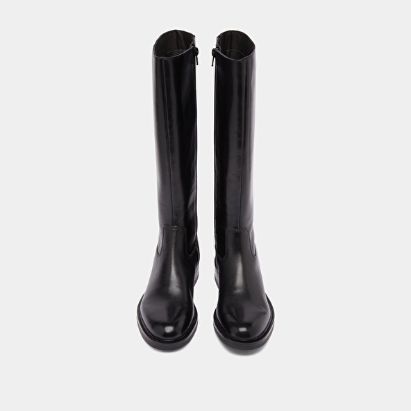 Bottes à talons crantés in black leather | GRACIANA