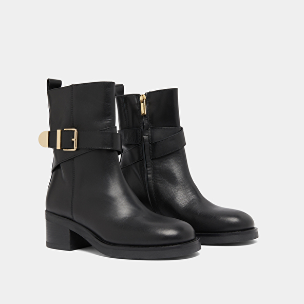 Bottines à boucles in black leather | IMA