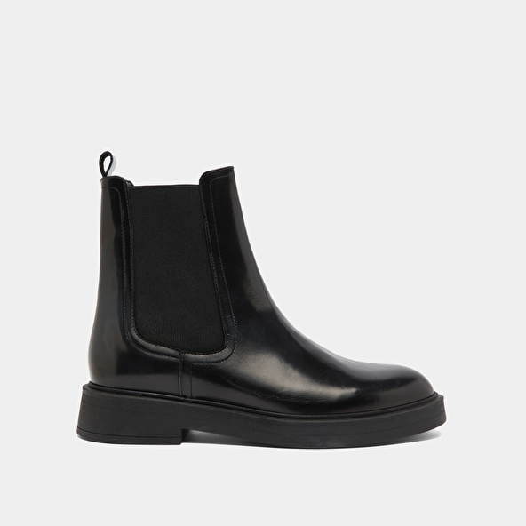 Boots à bouts ronds in grey glazed leather | AGEN