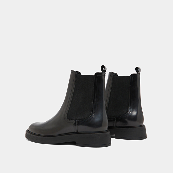 Boots à bouts ronds in grey glazed leather | AGEN
