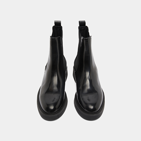 Boots à bouts ronds in grey glazed leather | AGEN