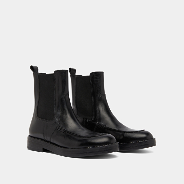 Boots à élastiques larges in black leather | ALLAN