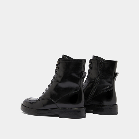 Boots à lacets in black leather | ALIDA