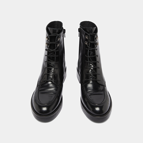 Boots à lacets in black leather | ALIDA