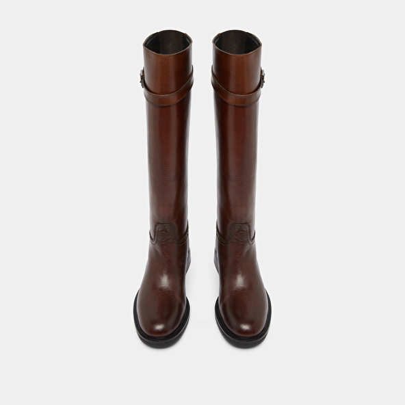 Bottes hautes in cognac patinated leather | ROMANE