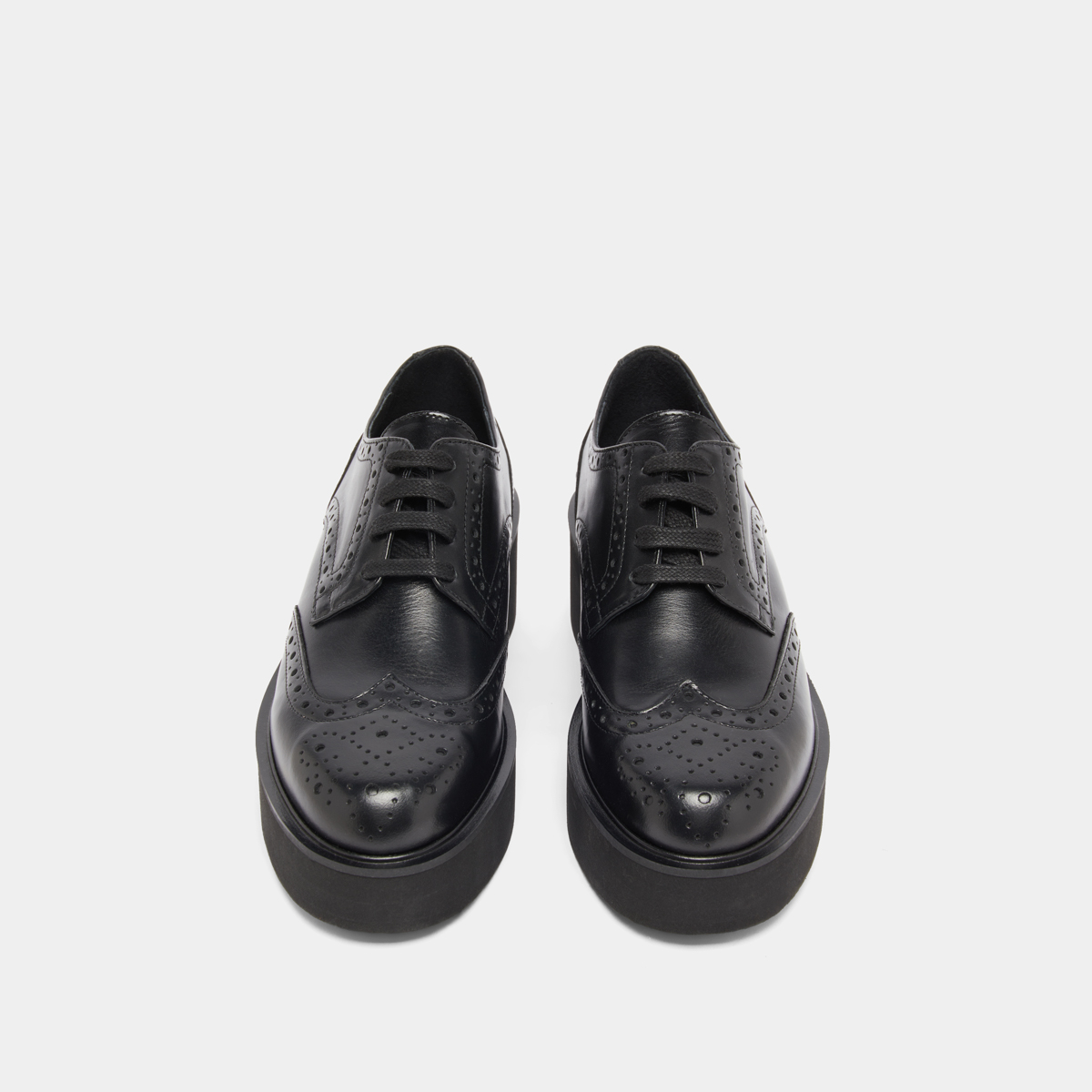 Derbies compensées in black leather | ADRIELLE